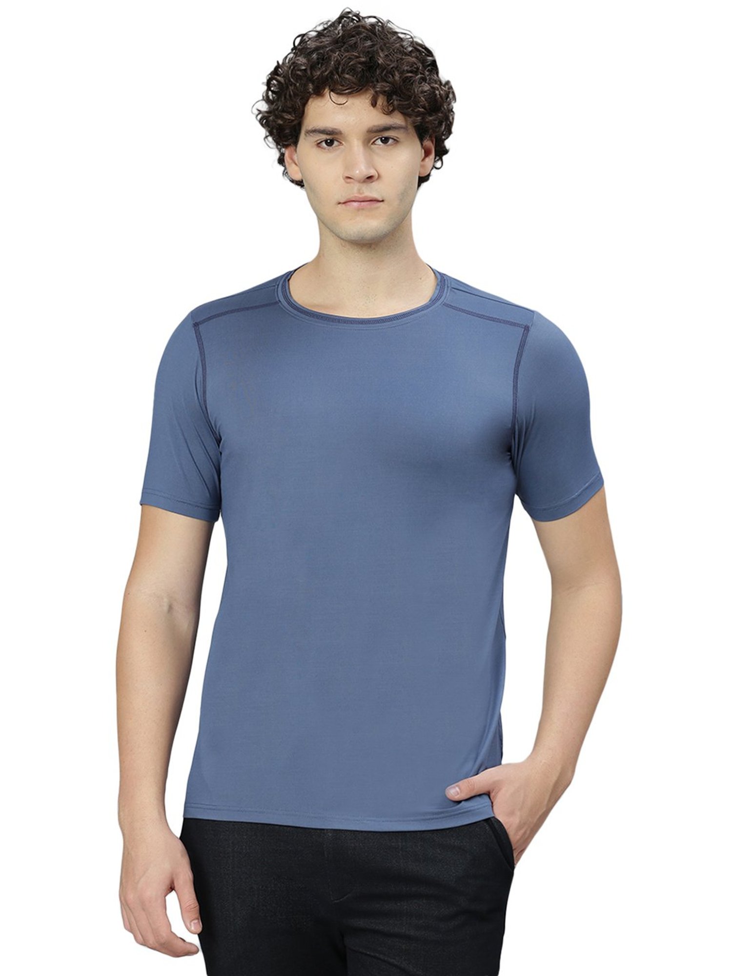 Slowave Blue Regular Fit Crew T-Shirt