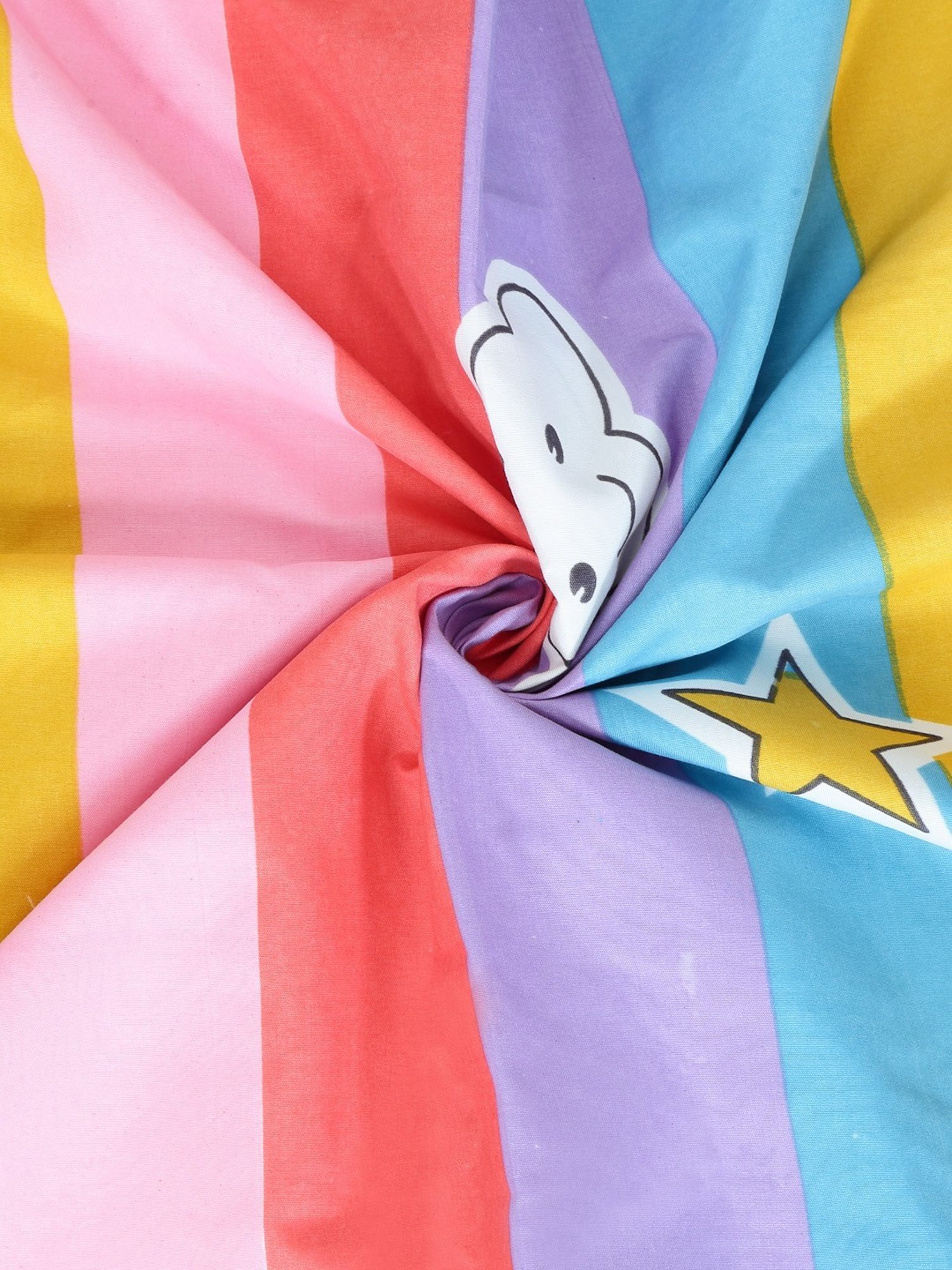 Klotthe Printed Sky Blue 210 TC Cotton Blend Double 2 Bed Sheets with 4 Pillow Covers