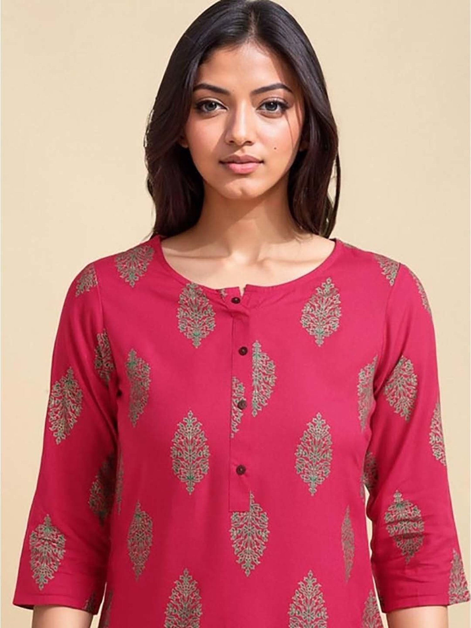 Rangita Pink Printed Straight Kurti