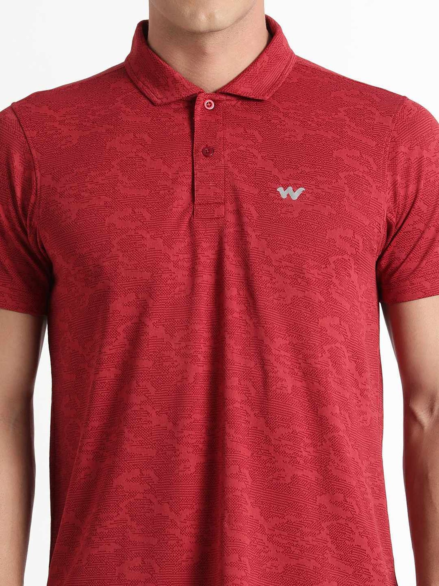 Wildcraft Maroon  Regular Fit Printed Sports T-Shirt