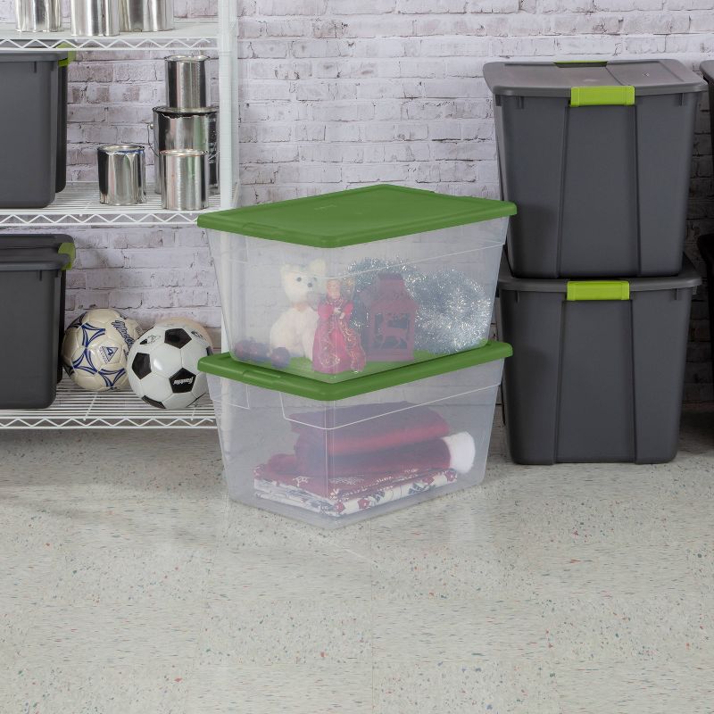 Sterilite 56qt Non Latching Bin with Lid Red/Green