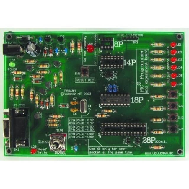 VELLEMAN K8048RS PIC PROGRAMMER & EXPERIMENT BOARD KIT.