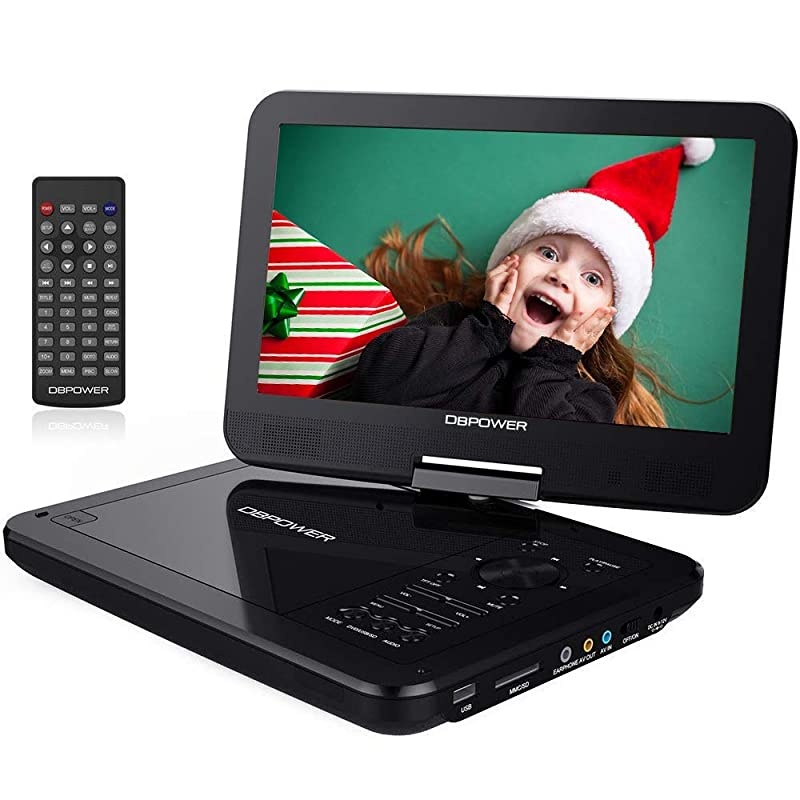 12 Portable DVD Player with 5Hour Rechargeable Battery 10 Swivel Display Screen SD Card Slot and USB Port with 18 Meter Car Charger and Power Adaptor Region Free Blue