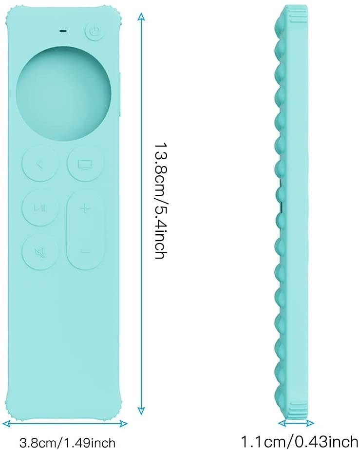 AWINNER Case Compatible for 2021 Apple TV Siri Remote (2nd Generation) - Lightweight [Anti Slip] Shock Proof Silicone Cover Compatible for 2021 Apple TV 4K and Apple TV HD (Cyan)