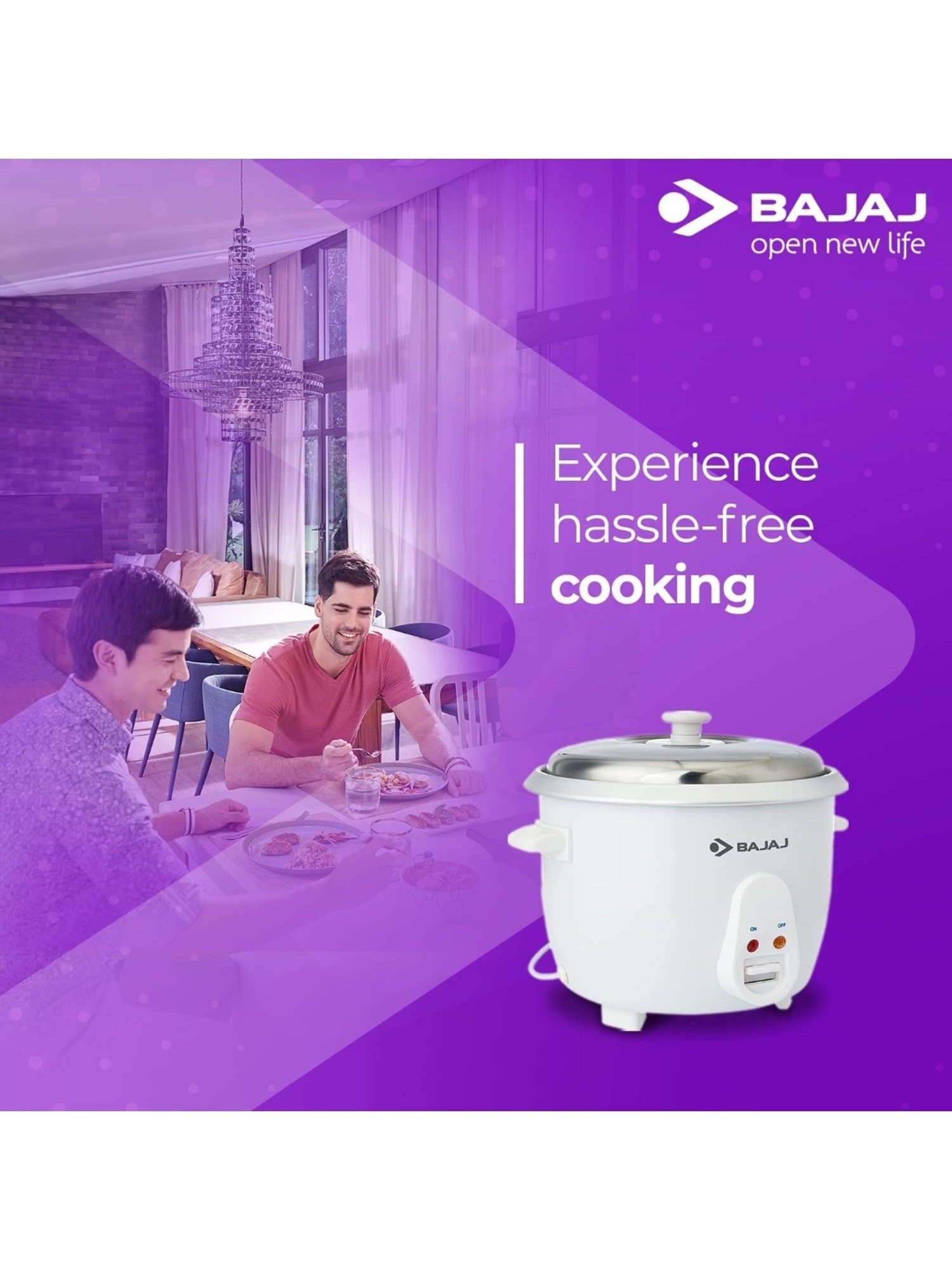 Bajaj RCX 1.8 DLX Rice Cooker 1.8 Litre (White)