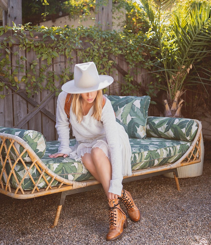 Bed Stu Judgement Leather Block Heel Combat Boots