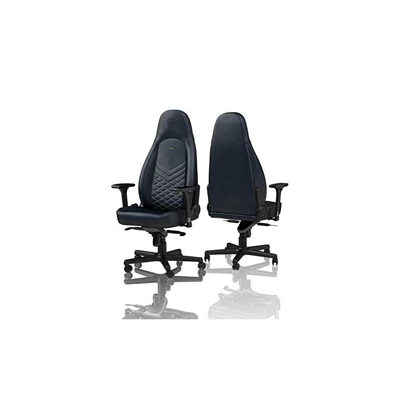 ICON Gaming Chair - Office Chair - Desk Chair - Real Leather - Midnight Blue/Graphite