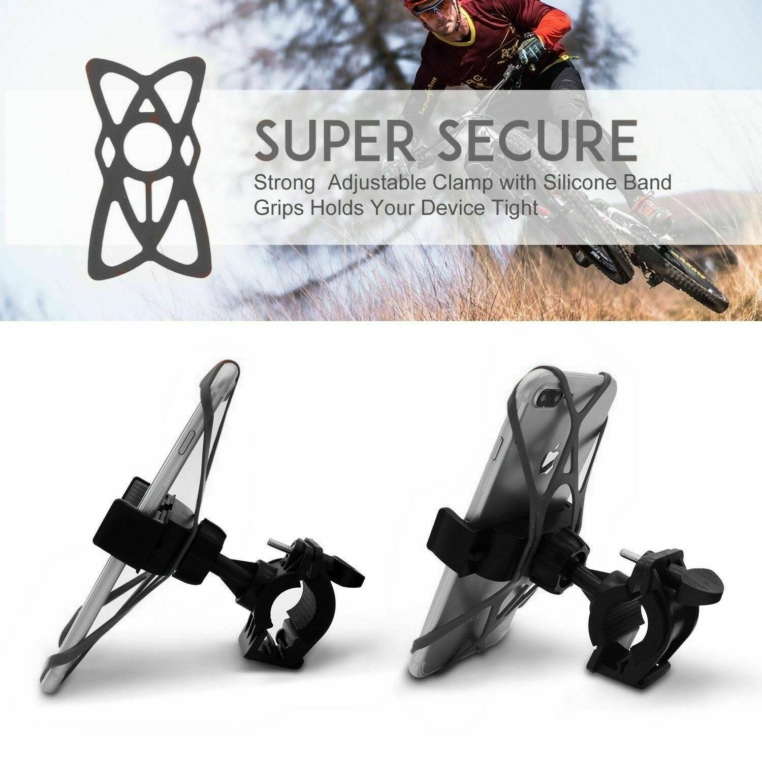 Cell Phone Silicone Mount Holder GPS Motorcycle MTB Bike Bicycle 360 Roton