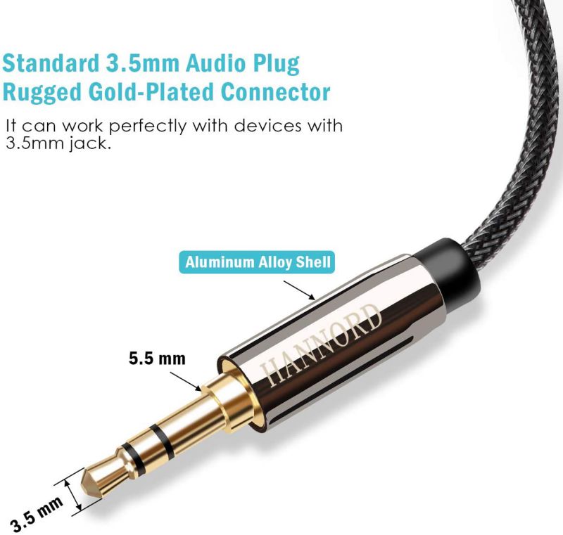 AUX Cable, 3.5mm Nylon Braided Stereo AUX Cable Male to Male Hi-Fi Sound AUX Cord Auxiliary Audio Cable for Car, Headphone, Speaker, Home Stereo, iPhone, Echo(3.3 Feet / 1 Meter)