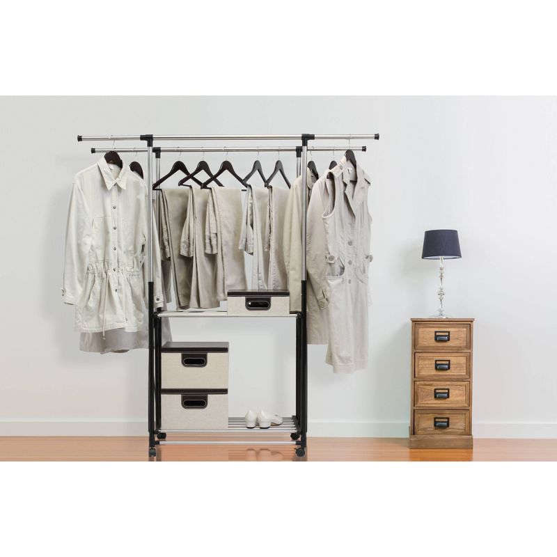 Greenway Stainless Steel Collapsible Double Bar Garment Rack