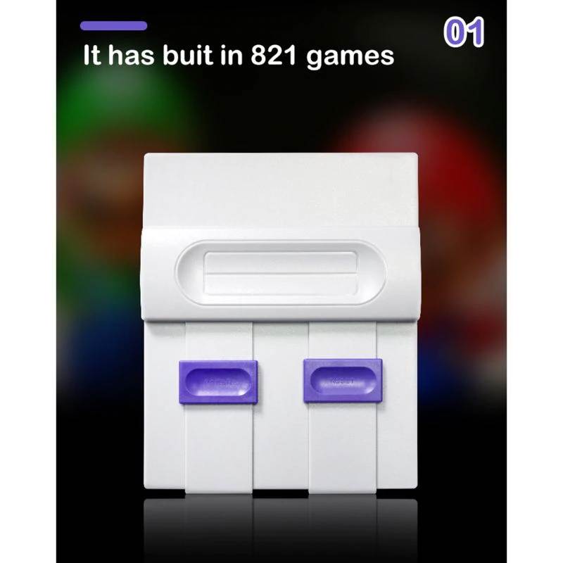 Lejiahong SUPER MINI NES Retro Classic Video Game Console TV Game Player Built-in 821 Games with Dual Gamepads