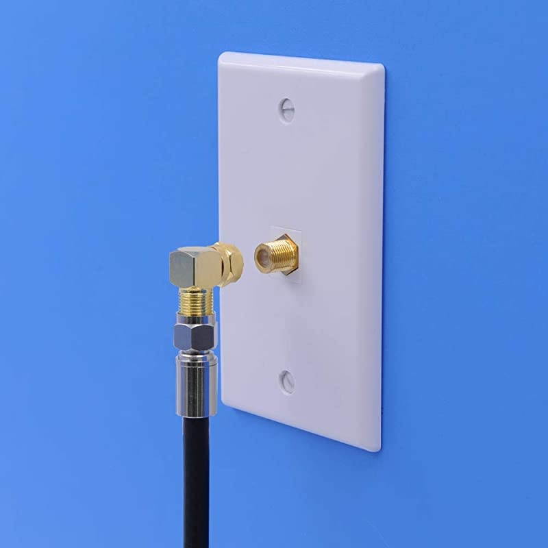 5Pack 90 Degree Coaxial Connector Right Angle FType RG6 Male to Female Adapter Gold Plated