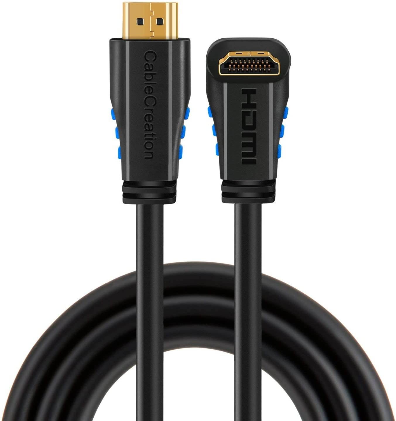 HDMI Cable CableCreation 3 Feet Upward Angle 270 Degree 4K HDMI 2.0 Cable with Gold Plated Connector Support 4K (60Hz) Ultra HD 3D Video Ethernet Audio Return Channel Black