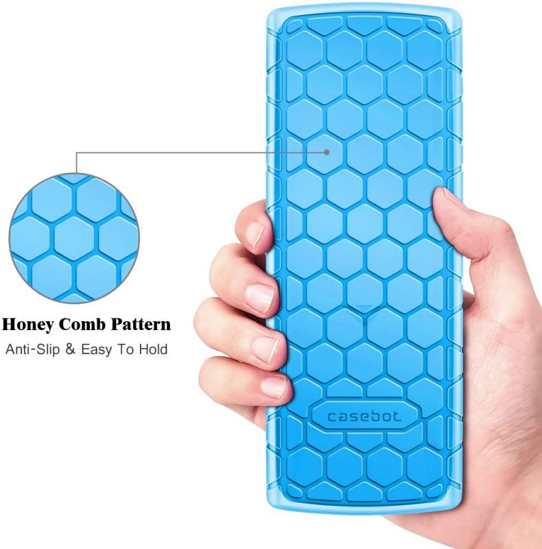 Fintie Remote Case for Vizio XRT112 / XRV4TV Smart TV Remote Controller, CaseBot (Honey Comb) Lightweight Anti-Slip Shockproof Silicone Cover for Vizio XRT112 / XRV4TV Remote, Sky Blue Glow