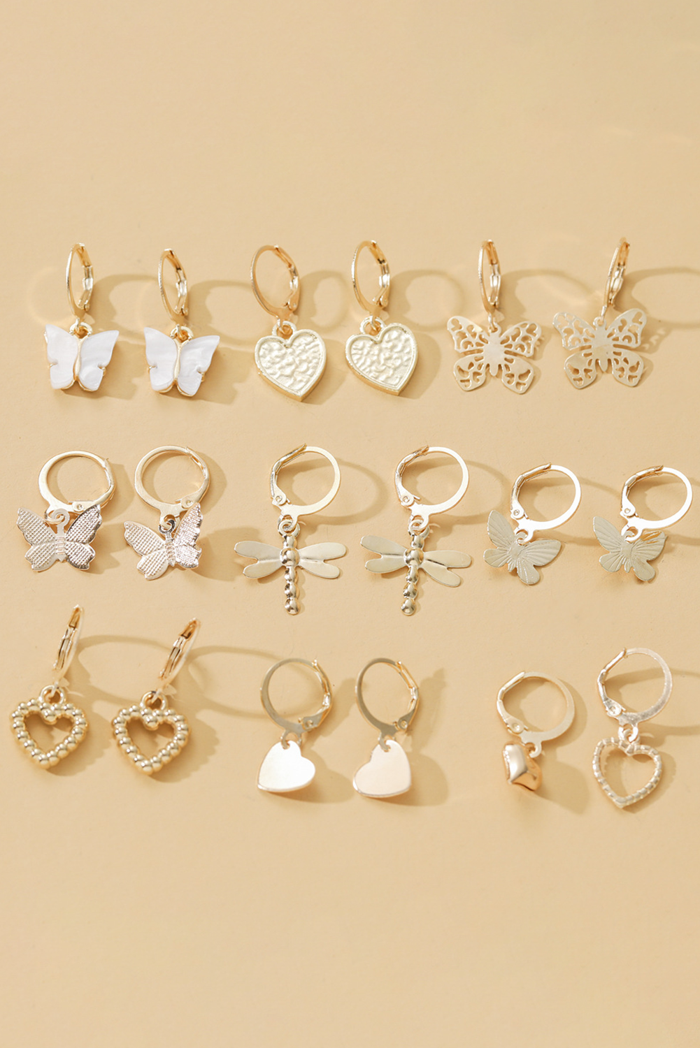 Khaki Hollow Out Wooden Chip Round Drop Earrings