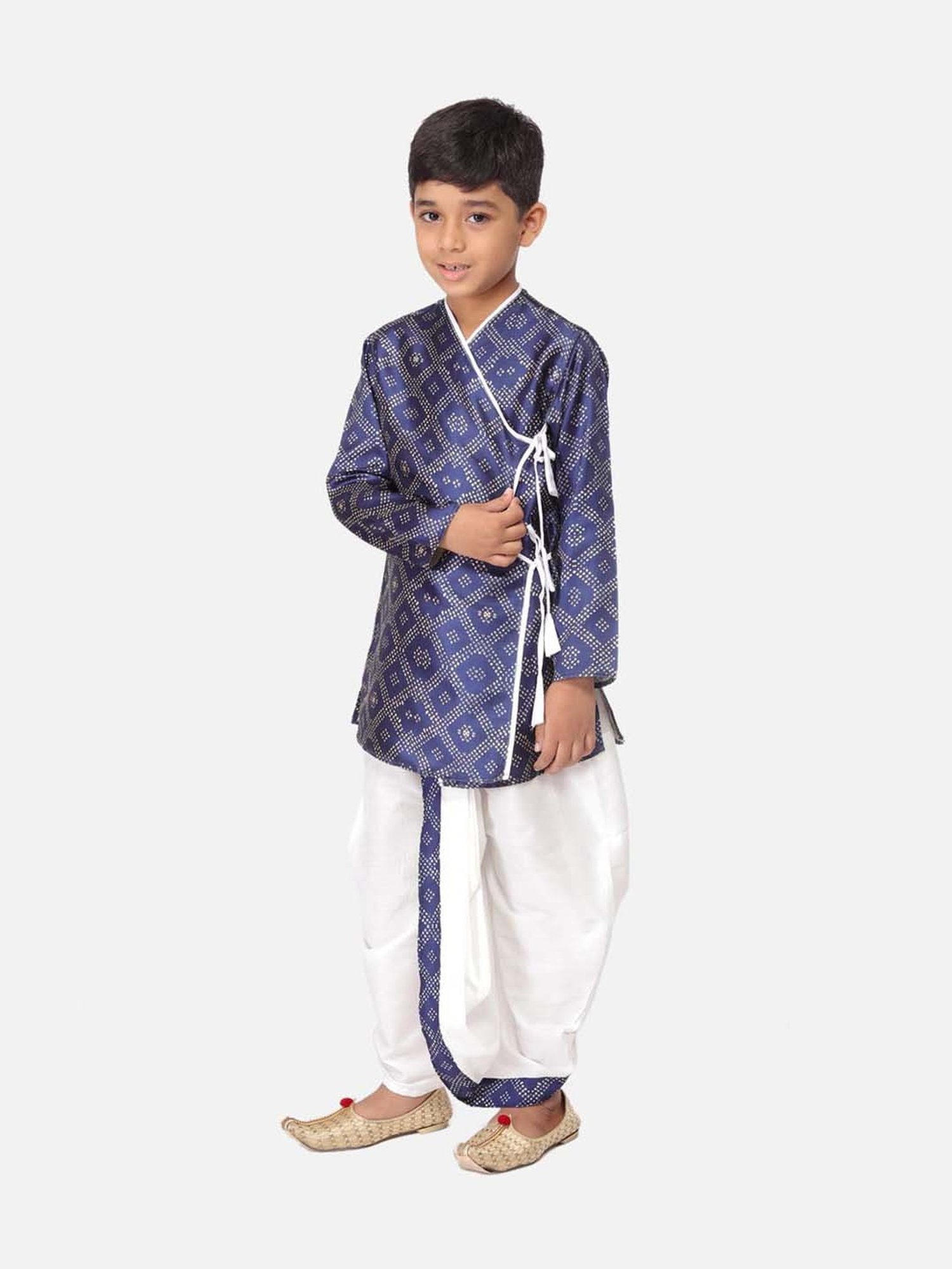 TABARD Kids Blue & White Cotton Printed Kurta Set