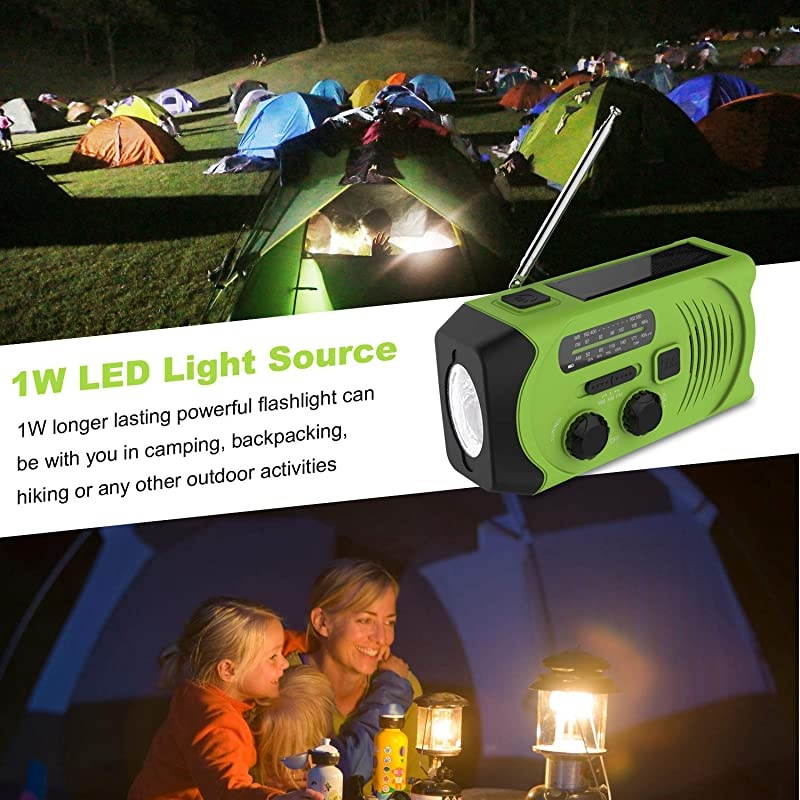 Emergency Solar Hand Crank Portable Radio NOAA Solar Hand Crank Portable Radio with MFM LED Flashlight Reading Lamp 2000mAh USB Power Bank