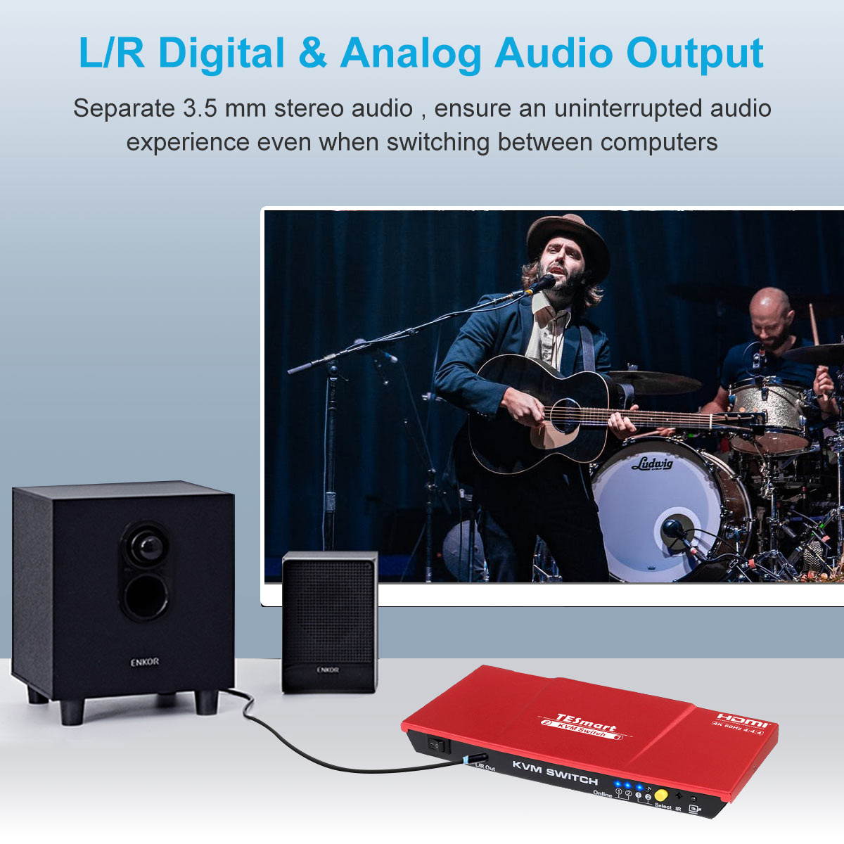 TESmart 2x1 HDMI KVM Switch 4K 3840x2160@60Hz 4:4:4 USB 2.0 2Pcs 5ft KVM Cables Control of 2 Computers/Servers/DVR (BLACK) EU Standard Plug