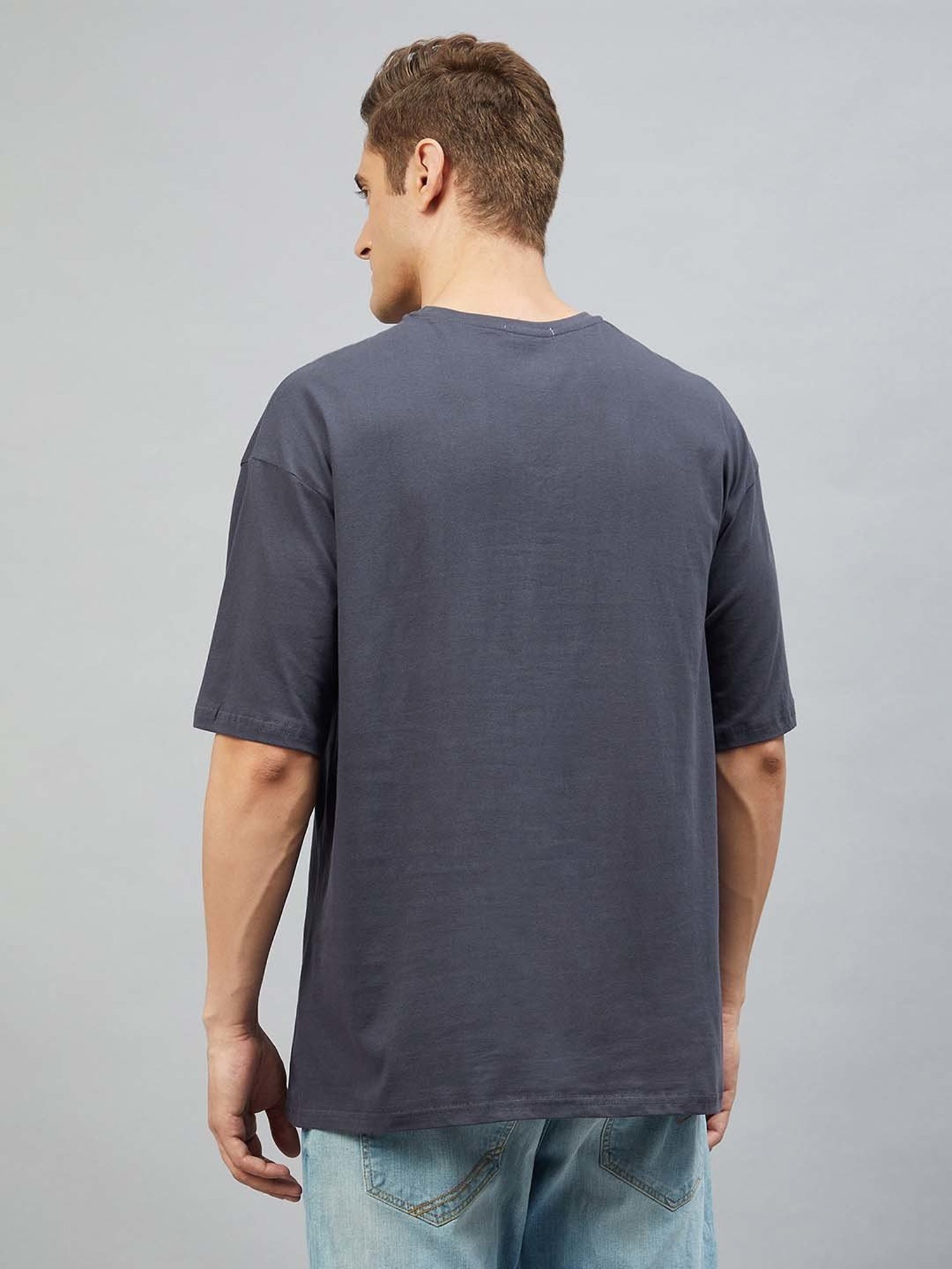 CHIMPAAANZEE Dark Grey Loose Fit Oversized Crew T-Shirt