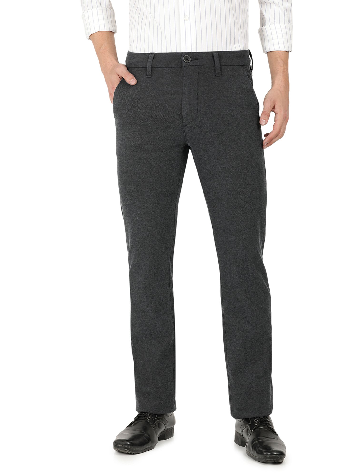 EVERBLUE Stay Grey Midrise Cross Pocket Trousers
