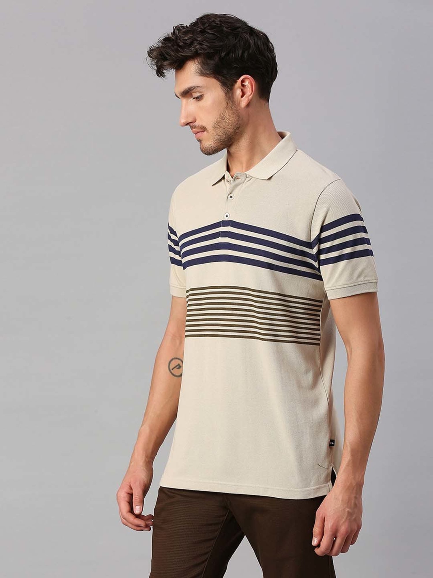 Dennis Lingo Beige Regular Fit Polo T-Shirt