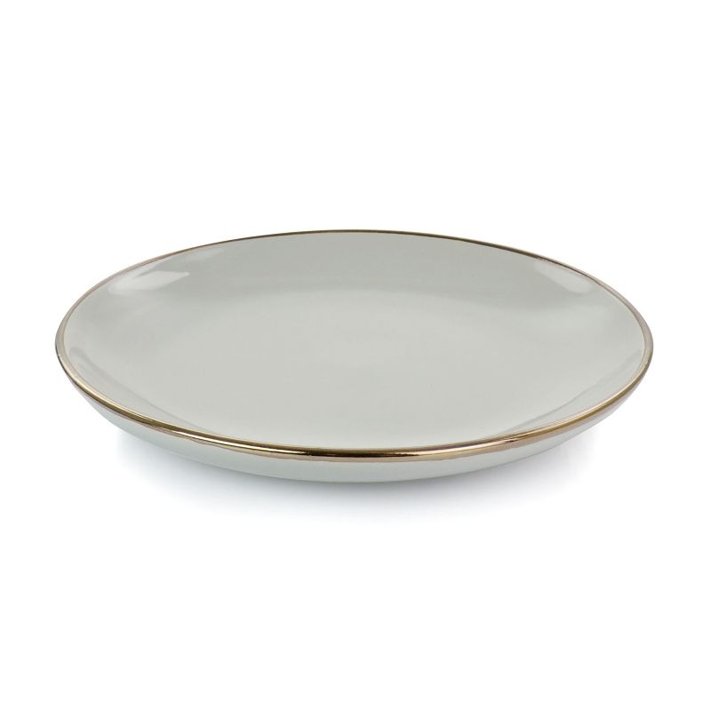 Gibson Home Rockaway Gold 12 Piece Stoneware Dinnerware Set in Gray