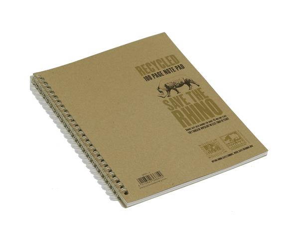 RECYCLED Save the Rhino Notebook, 9x7, 100 pages, ruled (Pack of 6)