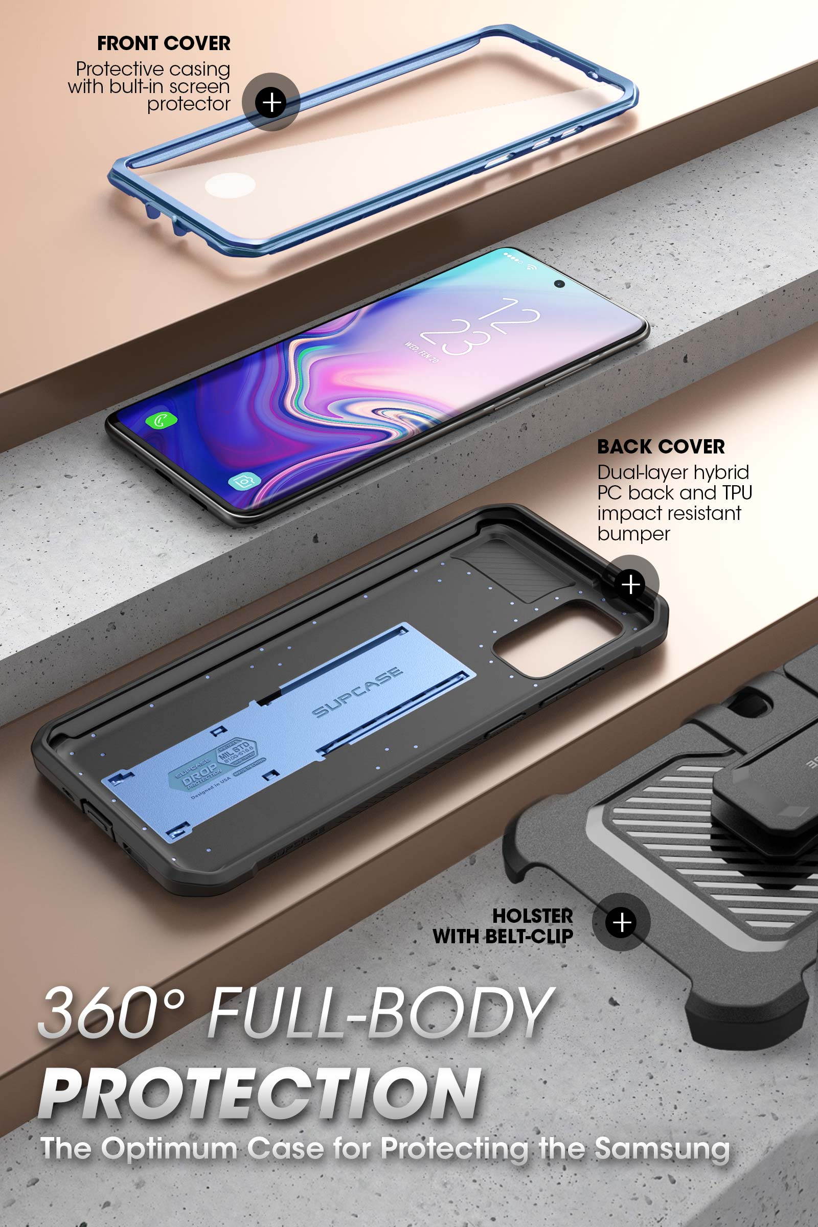 Unicorn Beetle Pro Series Designed for Samsung Galaxy S20 FE 5G Case (2020 Release), Full-Body Dual Layer Rugged Holster & Kickstand Case with Built-in Screen Protector (Black)