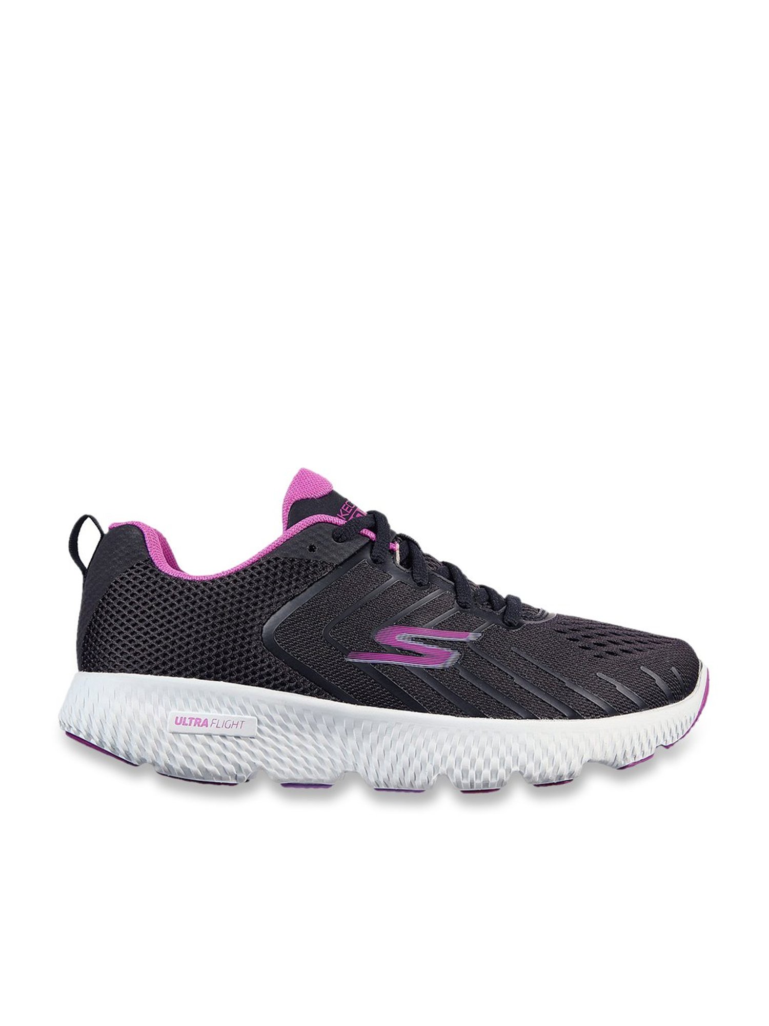 Skechers Women's POWER - FLEETZ Black Purple Sports Lace Up Shoe