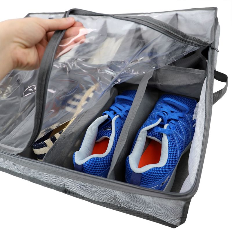 Home Basics Herringbone 12 Pair Non-woven Under the Bed Organizer, Grey