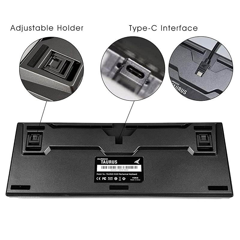 Taurus K310 Mechanical Gaming Keyboard - 104 Keys - Double Shot PBT - NKRO - USB Type C (Cherry Brown, Grey)