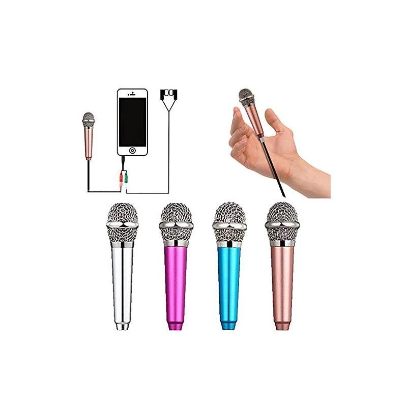 Microphone,Singing Mic Equipment,Beautiful Vocal Quality,Type Space Saving,Metal Frothing Process,3.5mm Audio Connector,Suitable for Laptop, iPhone, Android Phone (Golden)
