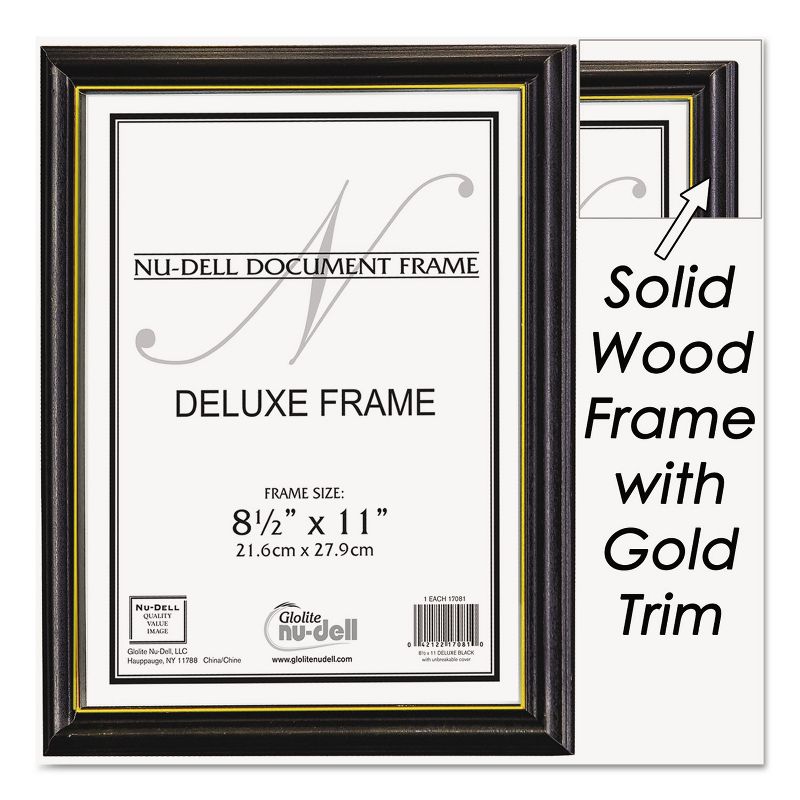 Nudell Deluxe Wood Document Frame Plastic Face 8-1/2 x 11 Black 17081