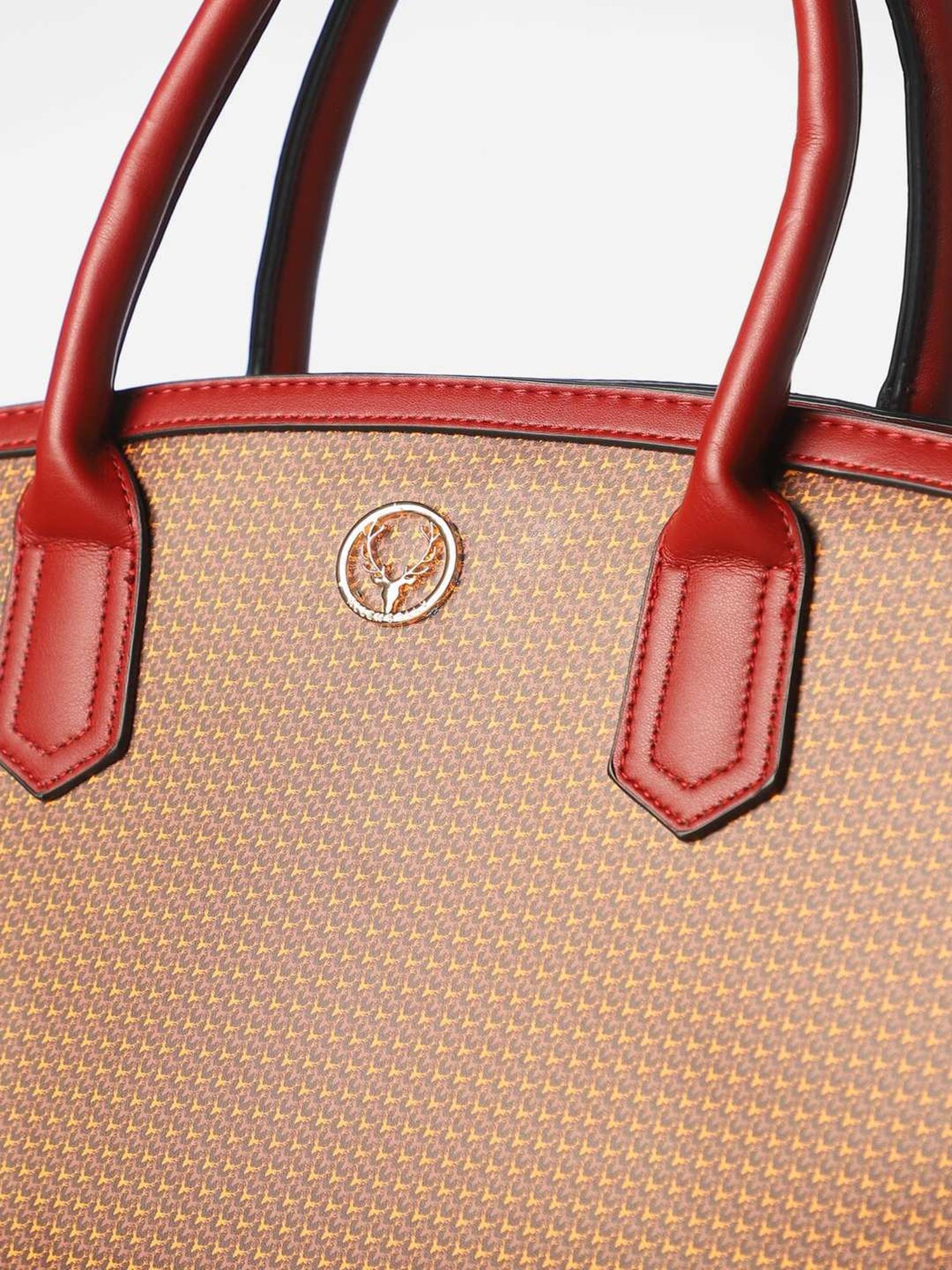 Allen Solly Brown Printed Medium Handbag