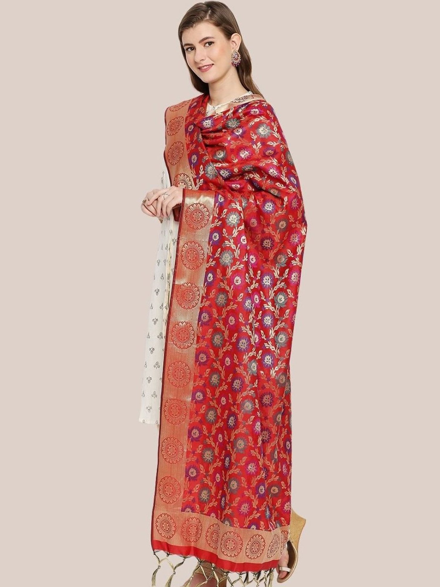 Stylum Red Plain Dupatta