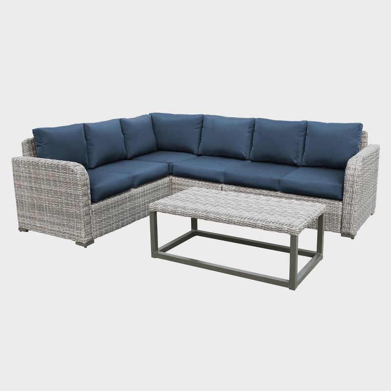 Forsyth 5pc Sectional with Sunbrella - Navy - Leisure Made