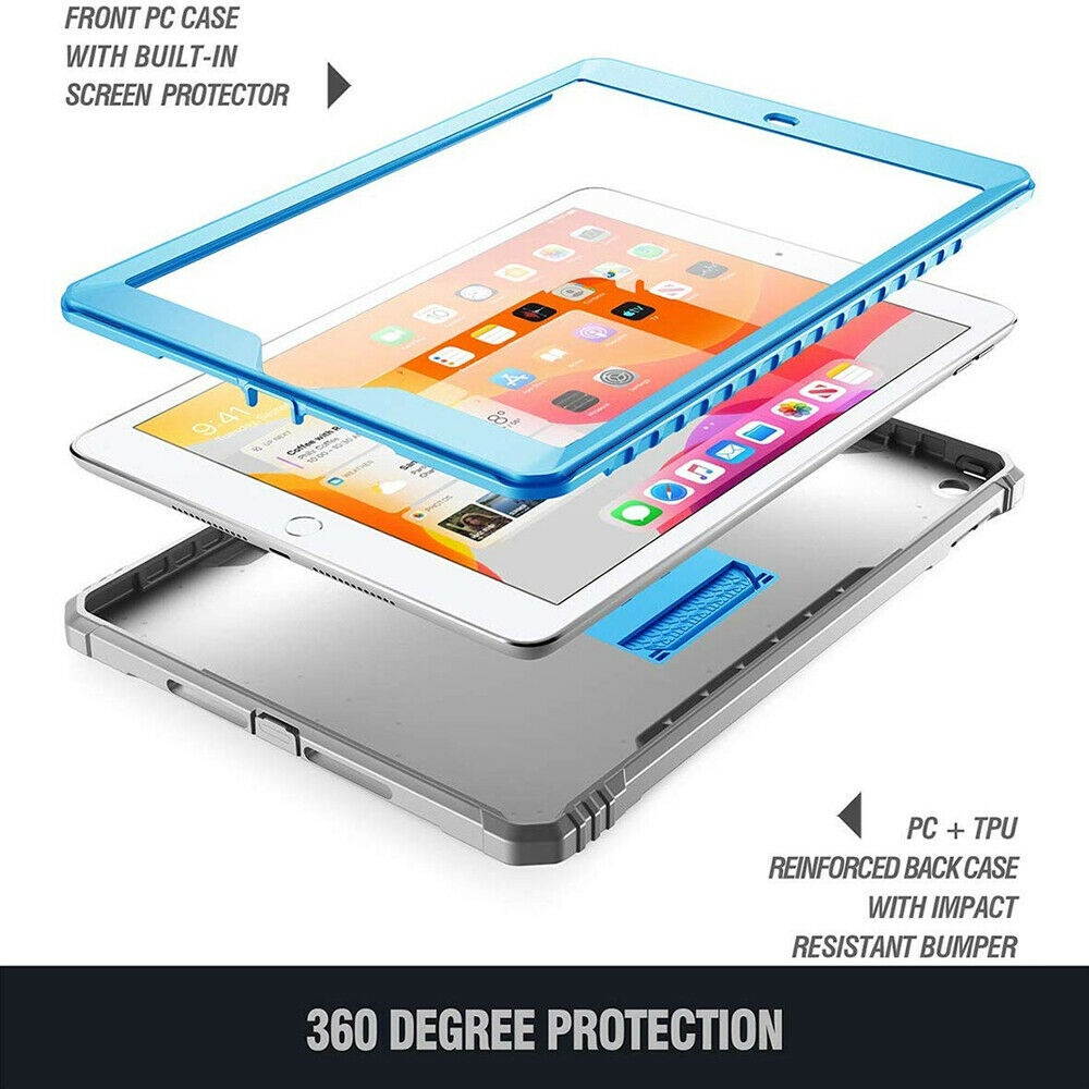 iPad 10.2 2019 Tablet Case | Poetic [Screen Shield] Cover w/Kick-stand Blue