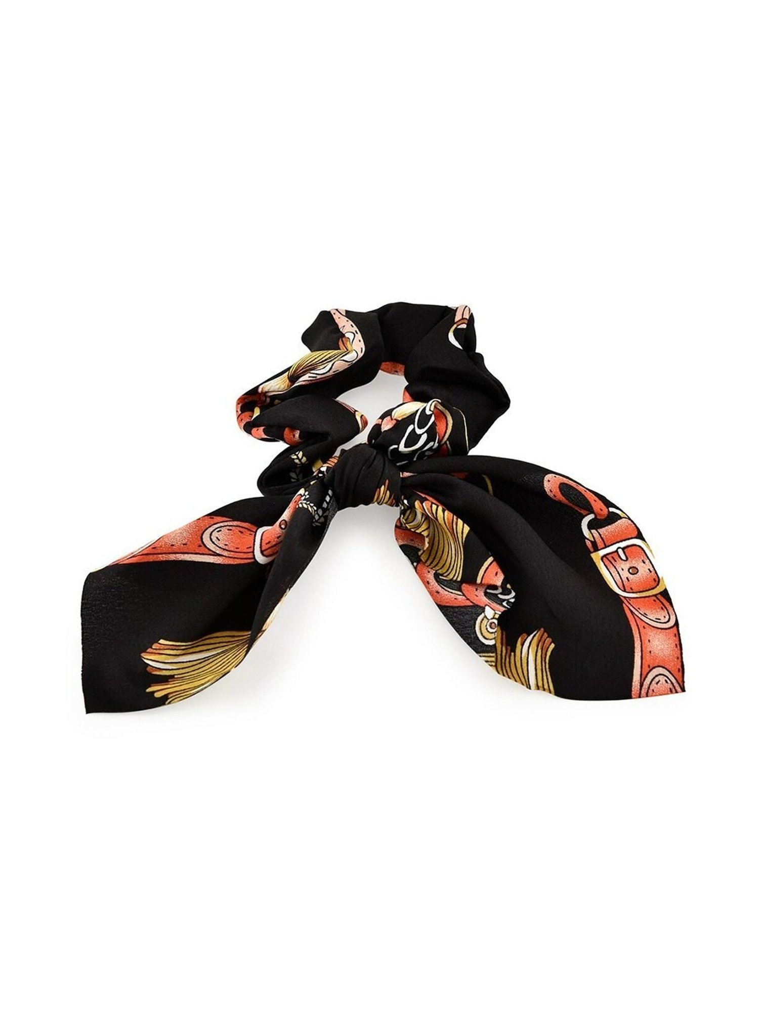 ToniQ White Printed Ponytail Holder Scrunchie