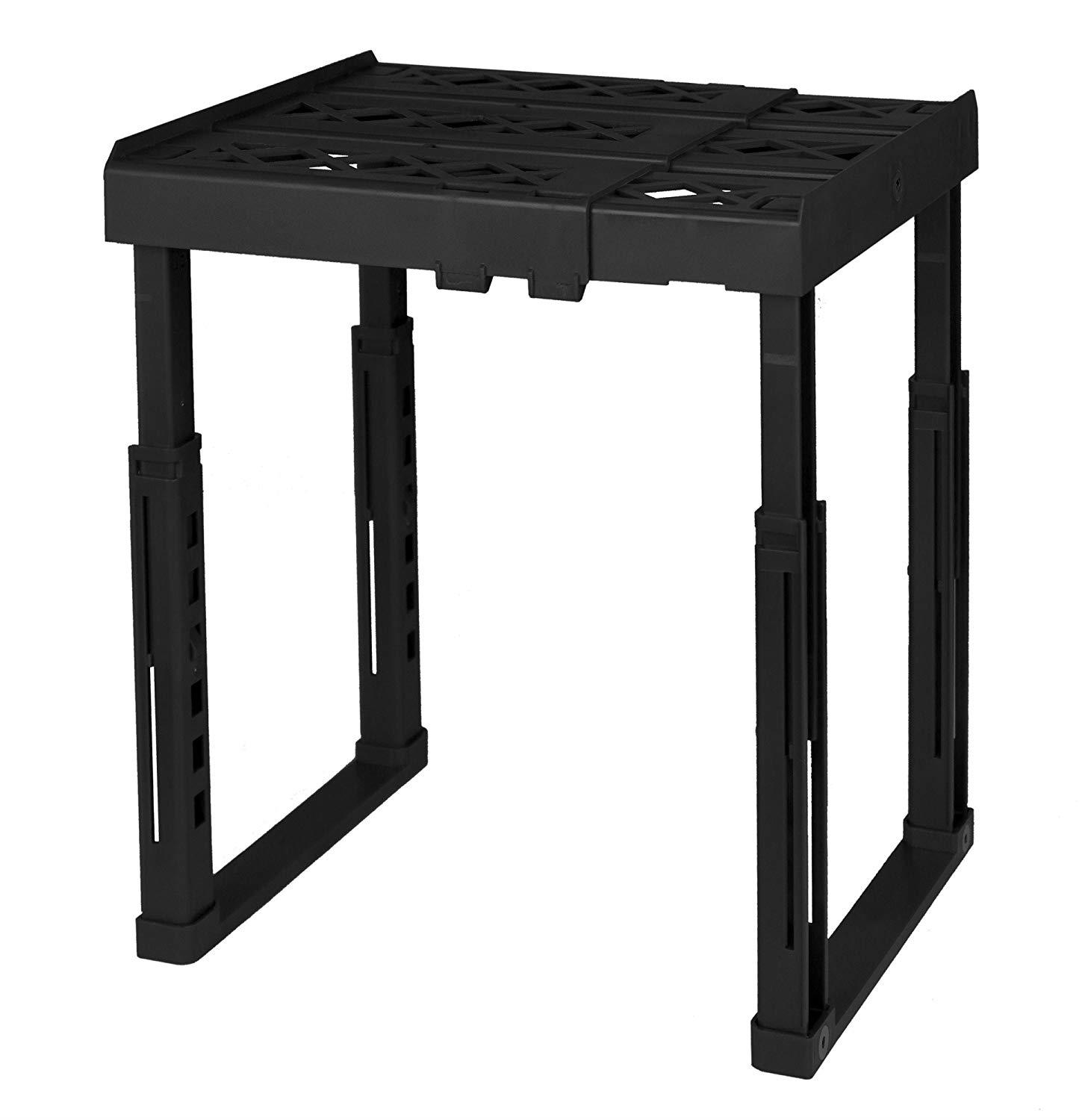 Tools for School Locker Shelf. Adjustable Height 9 3/4" to 14" and Width 8" to 12 1/2". Stackable and Heavy Duty. Holds 40 lbs. per Shelf (Single, Black)