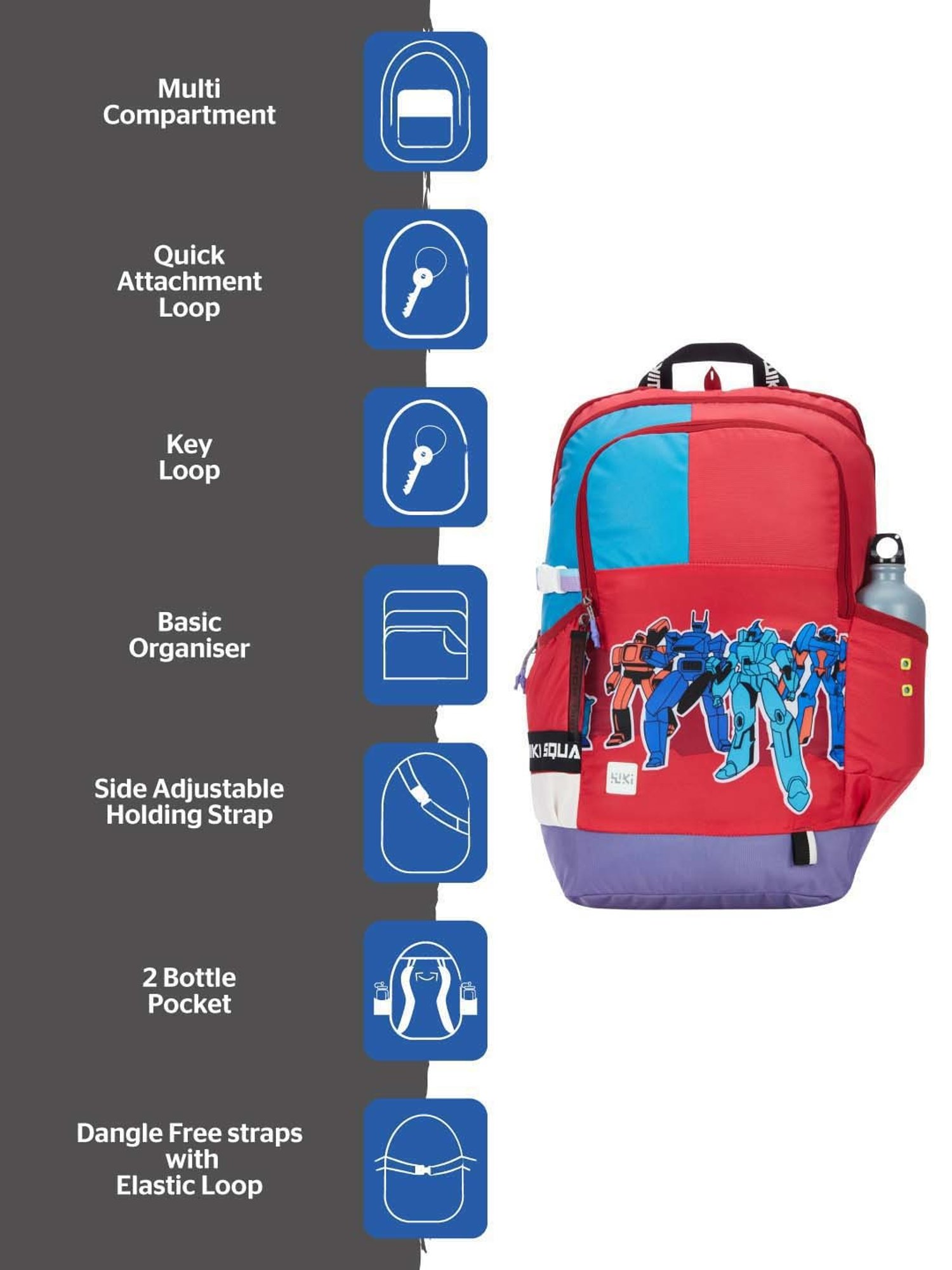 Wiki 40 Ltrs Red Medium Backpack