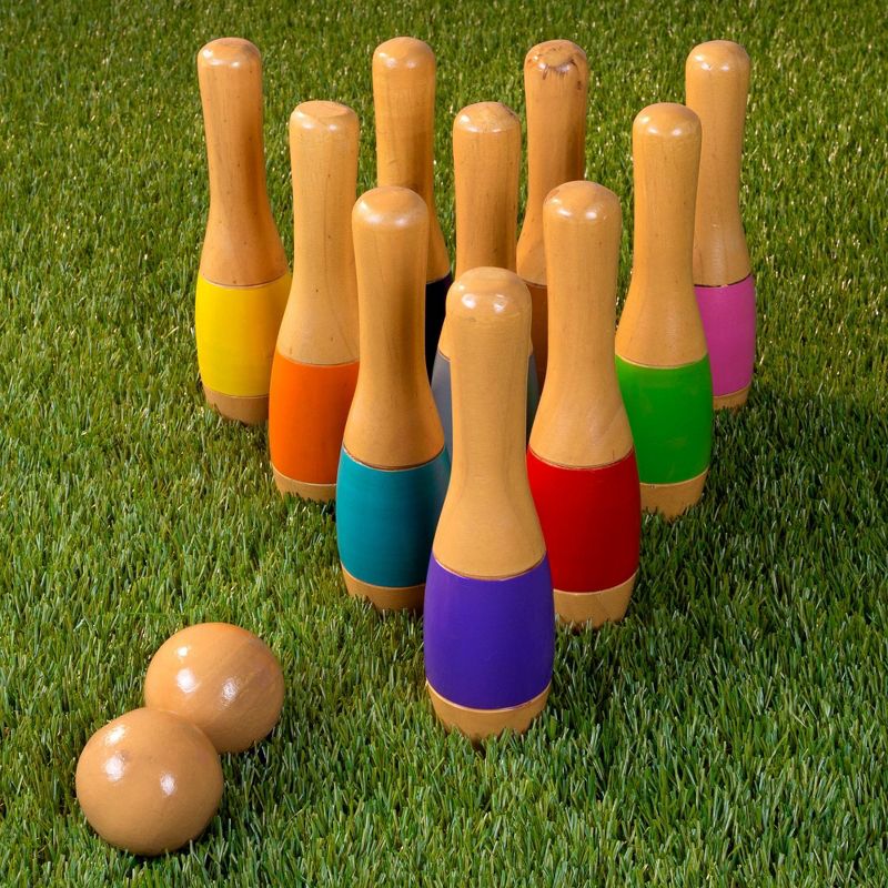 Hey! Play! Tall 9.5" Wooden Lawn Bowling Game