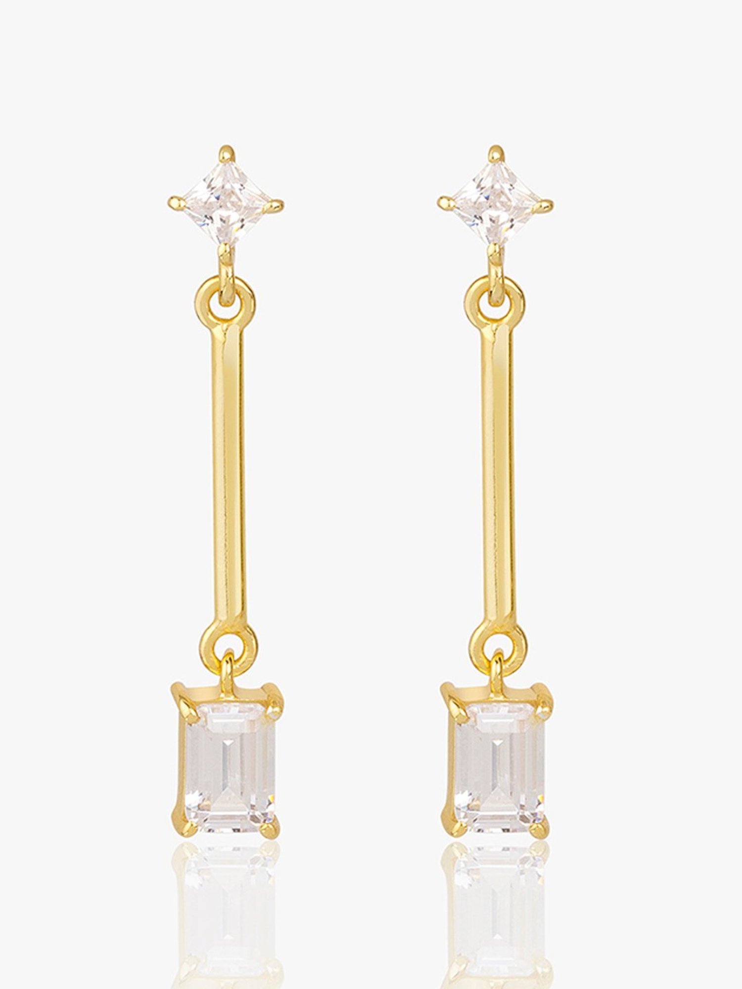 March by FableStreet 92.5 Sterling Silver Geometric Drop Earrings in 18k Gold-Plating