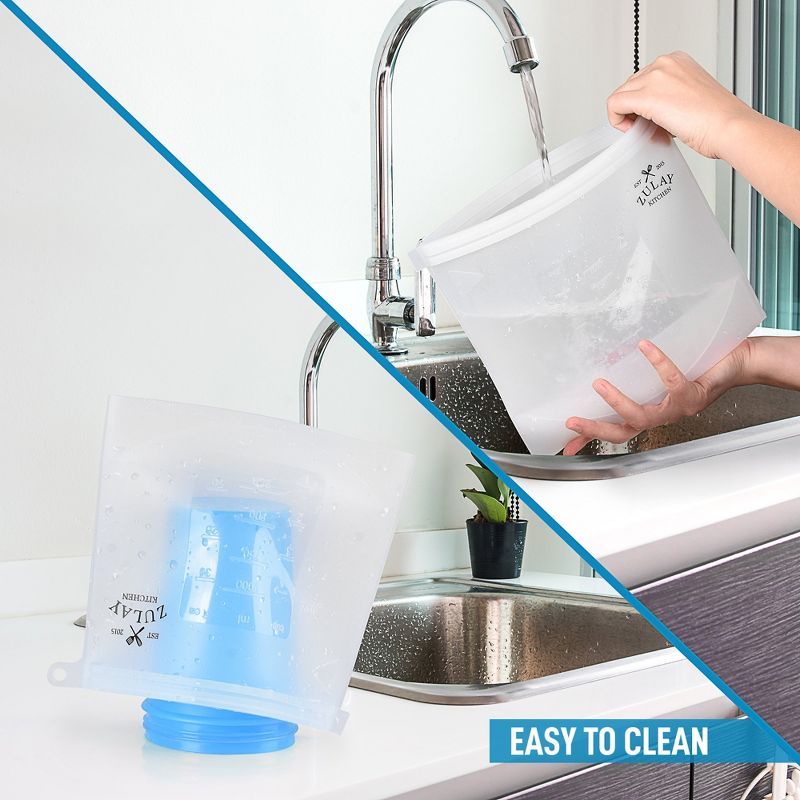 Reusable Silicone Food Storage Bags - 4-pack Food Grade Eco-Friendly Preservation Airtight Seal Bags For Storing Food Vegetables Fruits, Liquids and More