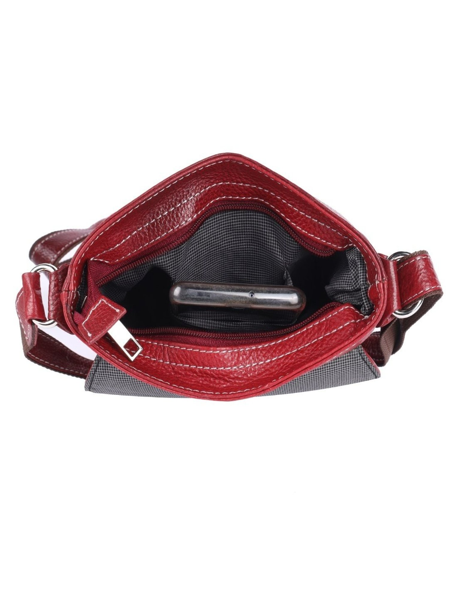 HiLEDER Maroon Textured Medium Leather 8 inch Cross Body Bag