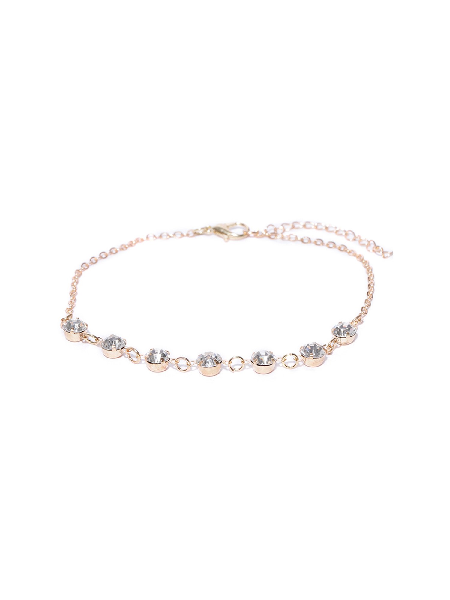 OOMPH Gold-Tone Crystal Delicate Fashion Stylish Latest Anklet for Women