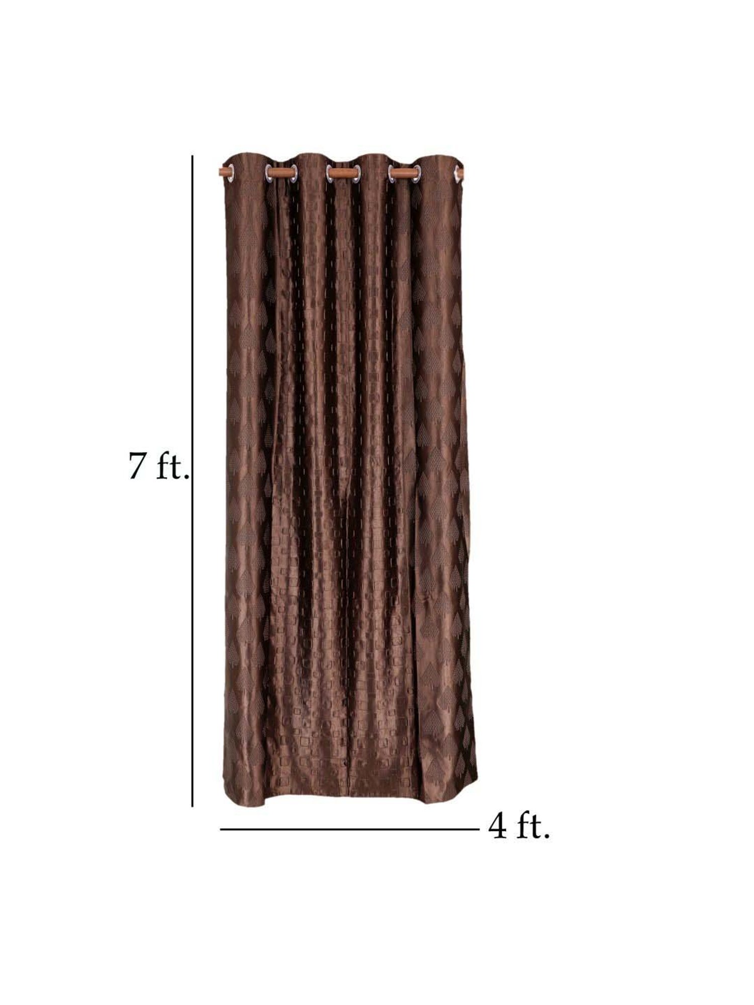 MFD HOME Furnishing Brown Polyester 7 ft Window Curtains - Set of 2