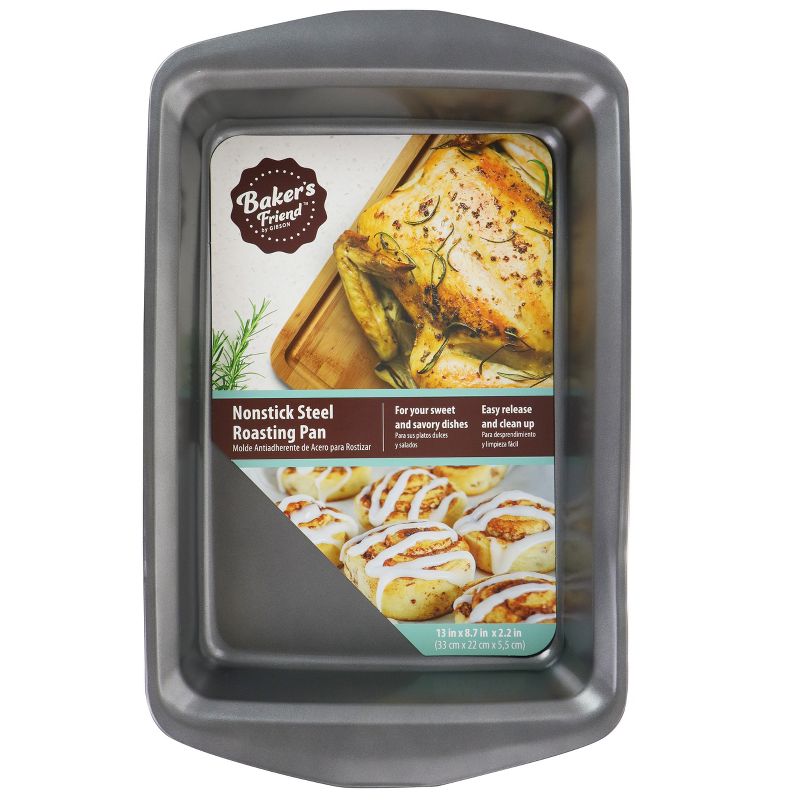 T-fal Simply Cook Nonstick Cookware, Roaster with Rack, 15", Gray