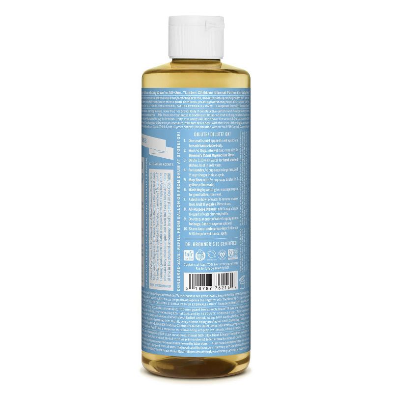 Dr. Bronner's Baby Unscented Pure-Castile Liquid Soap - 16oz