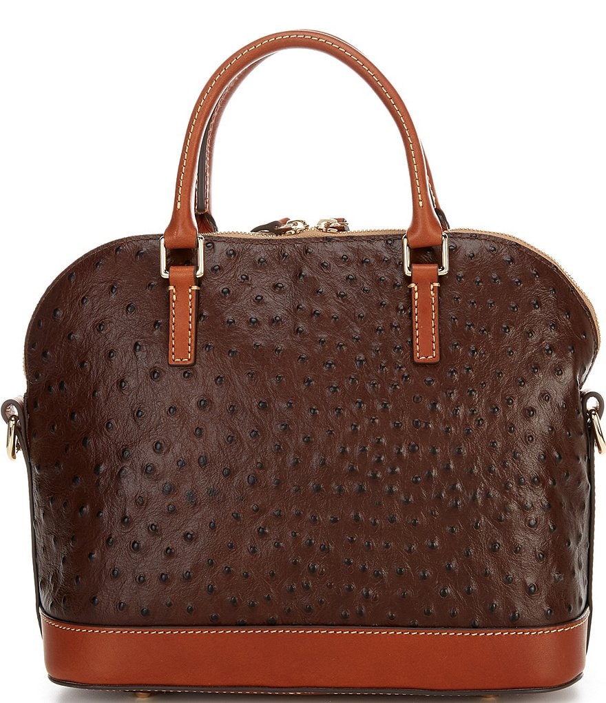 Dooney & Bourke Ostrich Collection Domed Zip Satchel Bag