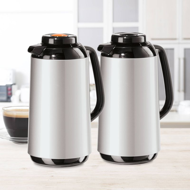 Oggi Connoisseur Stainless Steel Carafe Set of 2 - Silver (1L)